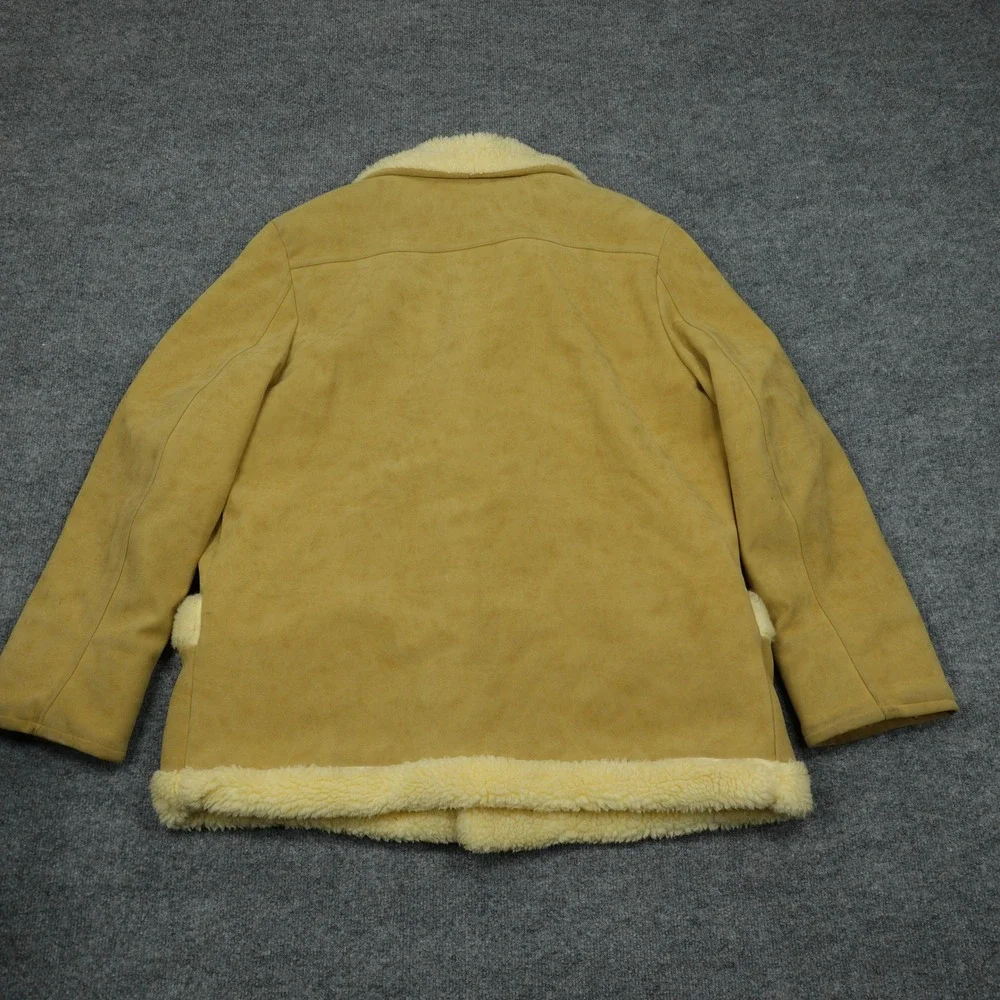 Vintage Town 'N Ranch Jacket Mens XL Tan Faux Suede Sherpa Lined Western 70s